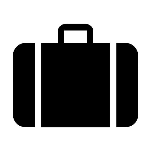 Icona di una valigia che rappresenta un design pieghevole e portatile per viaggi e lavoro.